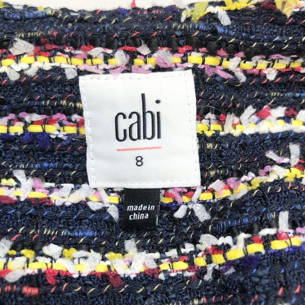 Cabi 5660 Headline Topper Button Front Coat in Multi Stripe Tweed Size 8 - Picture 2 of 11